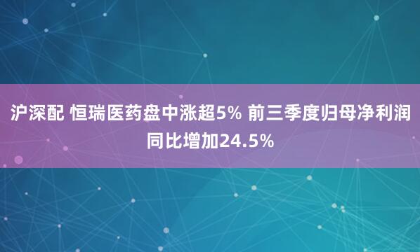 沪深配 恒瑞医药盘中涨超5% 前三季度归母净利润同比增加24.5%