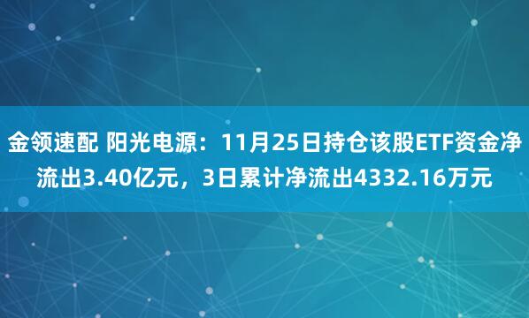 金领速配 阳光电源:11月25日持仓该股ETF资金净流出3.40亿元,3日累计净流出4332.16万元