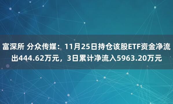 富深所 分众传媒:11月25日持仓该股ETF资金净流出444.62万元,3日累计净流入5963.20万元