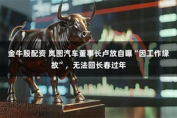 金牛股配资 岚图汽车董事长卢放自曝“因工作缘故”，无法回长春过年